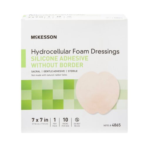 Foam Dressing McKesson 7 X 7 Inch Without Border Film Backing Silicone Gel Adhesive Sacral Sterile - Image 3