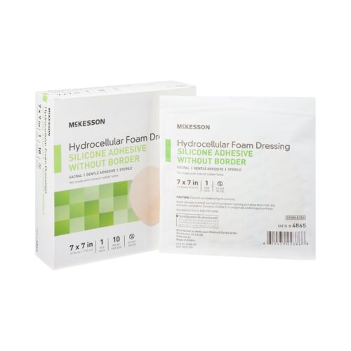 Foam Dressing McKesson 7 X 7 Inch Without Border Film Backing Silicone Gel Adhesive Sacral Sterile - Image 4