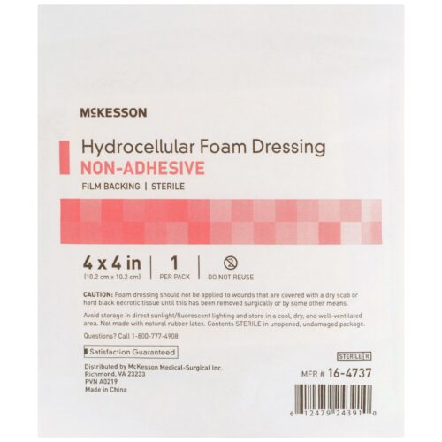 Foam Dressing McKesson 4 X 4 Inch Without Border Film Backing Nonadhesive Square Sterile - Image 3