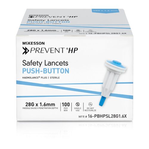 Safety Lancet McKesson Prevent® HP 28 Gauge Retractable Push Button Activation Finger-HAEMOLANCE - Image 2