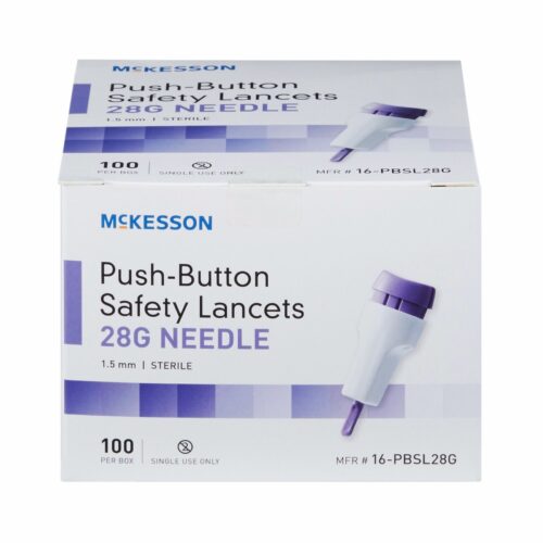 Safety Lancet McKesson 28 Gauge Retractable Push Button Activation Finger - Image 2