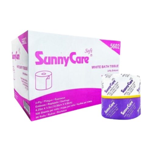 SunnyCare 2 Ply Toilet Tissue 4.2in x 3.75in 100% Wood Pulp