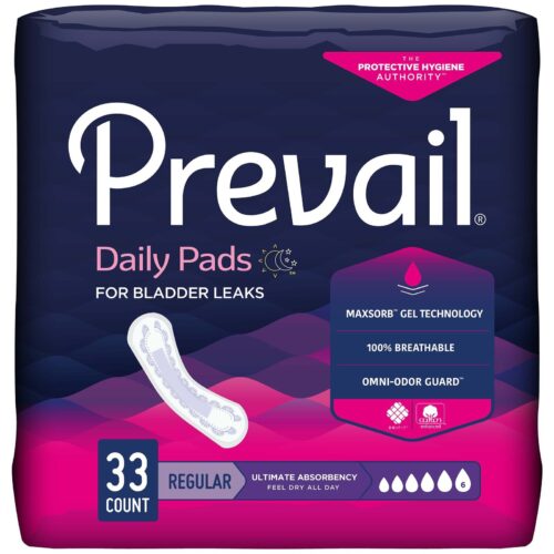 Bladder Control Pad Prevail® Daily Pads 16 Inch Length Heavy Absorbency Polymer Core One Size Fits M