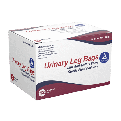 Urinary Leg Bag Dynarex Anti-Reflux Valve Sterile 600 mL Vinyl - Image 3