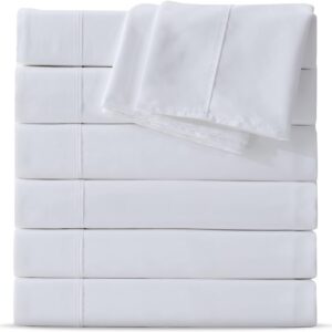 Twin Flat Sheet 6 Pack ,Premium Soft & Breathable ,Brushed Microfiber Fabric