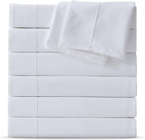 Twin Flat Sheet 6 Pack ,Premium Soft & Breathable ,Brushed Microfiber Fabric