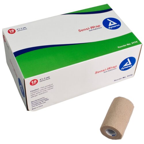 Cohesive Bandage Sensi-Wrap 4 Inch X 5 Yard Self-Adherent Closure Tan NonSterile Standard Compression