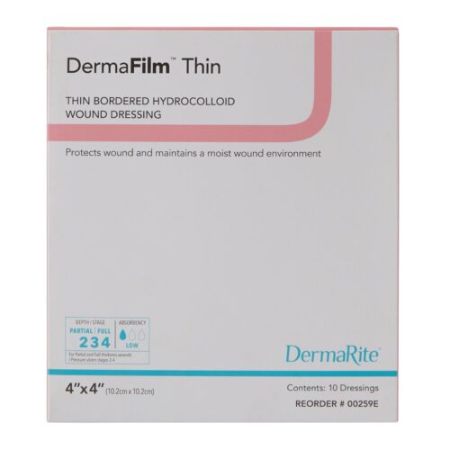 Thin Hydrocolloid Dressing DermaFilm® Film Backing 4 x 4 Inch Square Hydrocolloid - Image 4
