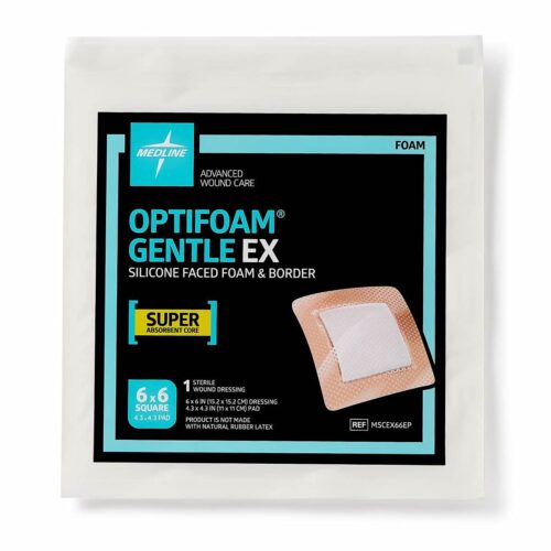 Foam Dressing Optifoam® Gentle EX 6 X 6 Inch With Border Waterproof Backing Silicone Face and Border - Image 4