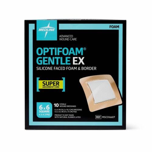Foam Dressing Optifoam® Gentle EX 6 X 6 Inch With Border Waterproof Backing Silicone Face and Border