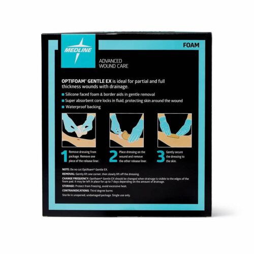Foam Dressing Optifoam® Gentle EX 6 X 6 Inch With Border Waterproof Backing Silicone Face and Border - Image 5