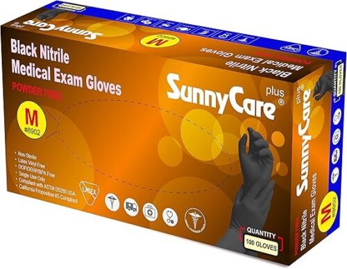 Nitrile Exam Disposable Gloves, Powder Free Black - Image 2