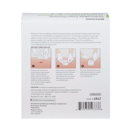 Foam Dressing McKesson 3 X 3 Inch With Border Film Backing Silicone Gel Adhesive Square Sterile - Image 2