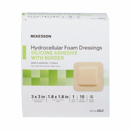 Foam Dressing McKesson 3 X 3 Inch With Border Film Backing Silicone Gel Adhesive Square Sterile - Image 3
