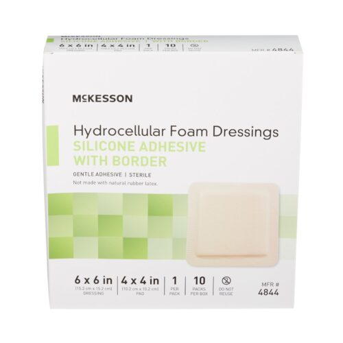 Foam Dressing McKesson With Border Film Backing Silicone Gel Adhesive Square Sterile - Image 4
