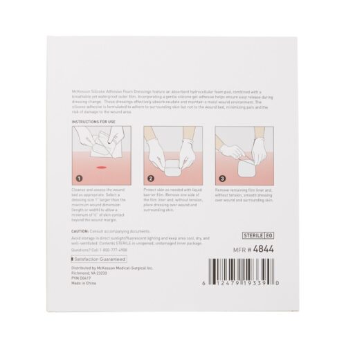 Foam Dressing McKesson With Border Film Backing Silicone Gel Adhesive Square Sterile - Image 3