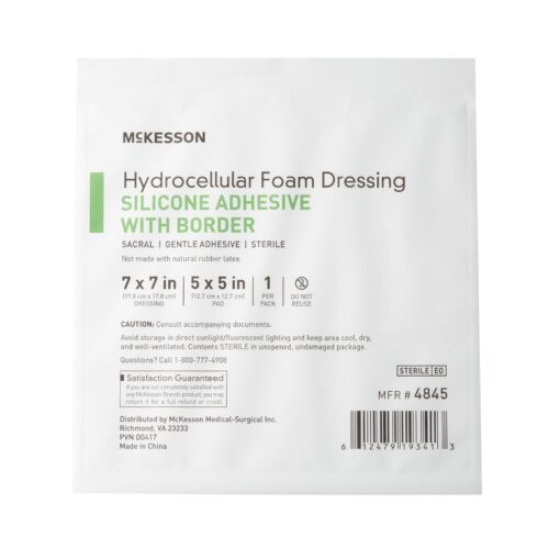 Foam Dressing McKesson 7 X 7 Inch With Border Film Backing Silicone Gel Adhesive Sacral Sterile - Image 5