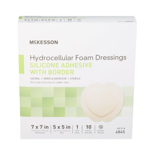 Foam Dressing McKesson 7 X 7 Inch With Border Film Backing Silicone Gel Adhesive Sacral Sterile - Image 4