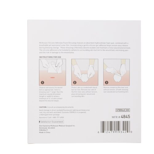 Foam Dressing McKesson 7 X 7 Inch With Border Film Backing Silicone Gel Adhesive Sacral Sterile - Image 3