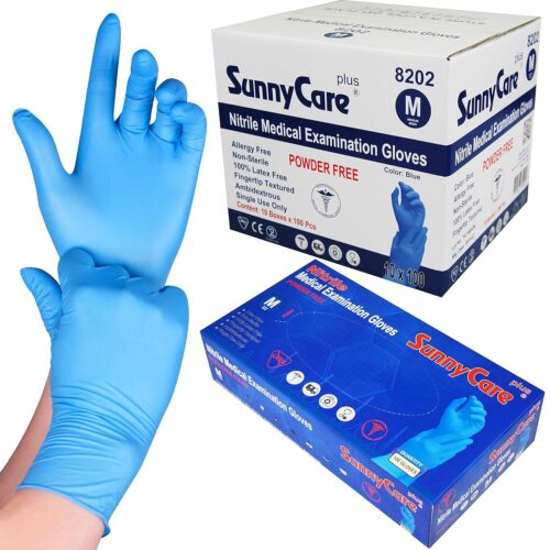 SunnyCare Blue Nitrile Medical Exam Glove - Image 3