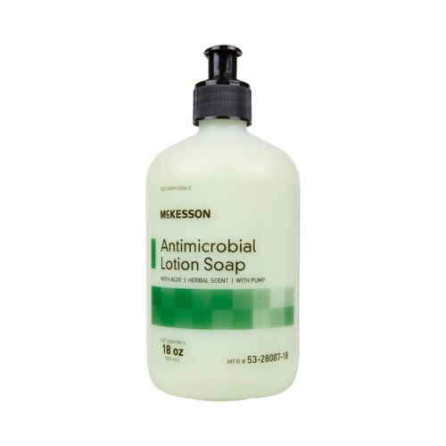 Antimicrobial Soap McKesson Lotion 18 oz. Pump Bottle Herbal Scent - Image 5