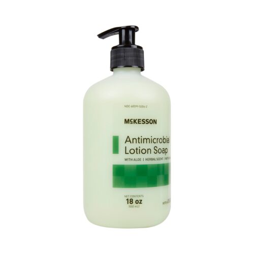 Antimicrobial Soap McKesson Lotion 18 oz. Pump Bottle Herbal Scent - Image 6