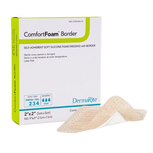 Foam Dressing ComfortFoam™ Border With Border Waterproof Backing Silicone Adhesive Square - Image 4