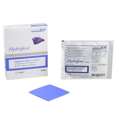 Antibacterial Foam Dressing Hydrofera BLUE® Classic 4 X 4 Inch Without Border Without Film Backing N