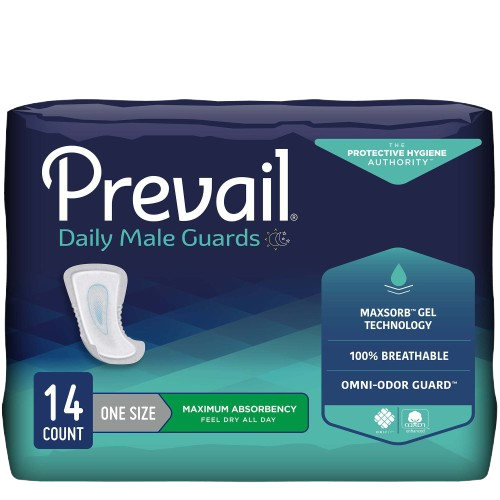 Bladder Control Pad Prevail® Daily Male Guards 12-1/2 Inch Length Heavy Absorbency Polymer Core One