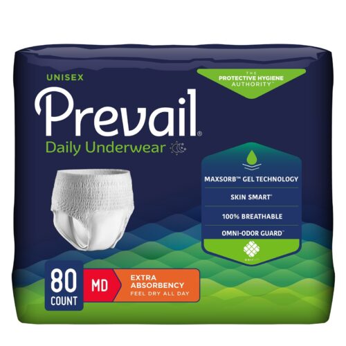Unisex Adult Absorbent Underwear Prevail® Daily Underwear Extra Pull On with Tear Away Seams Medium - Image 4