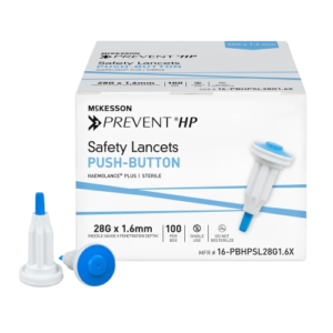 Safety Lancet McKesson Prevent® HP 28 Gauge Retractable Push Button Activation Finger-HAEMOLANCE