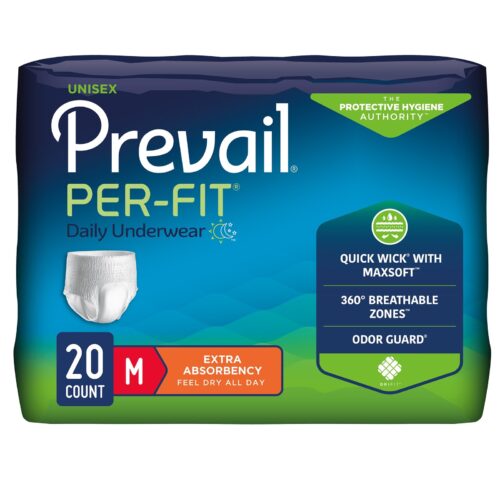Unisex Adult Absorbent Underwear Prevail® Per-Fit® Extra Pull On with Tear Away Seams Medium Disposa